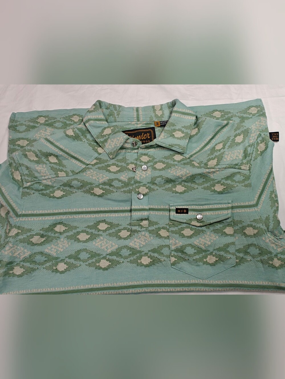 Howler Brothers Mint Green Patterned Polo - Picture 7 of 9